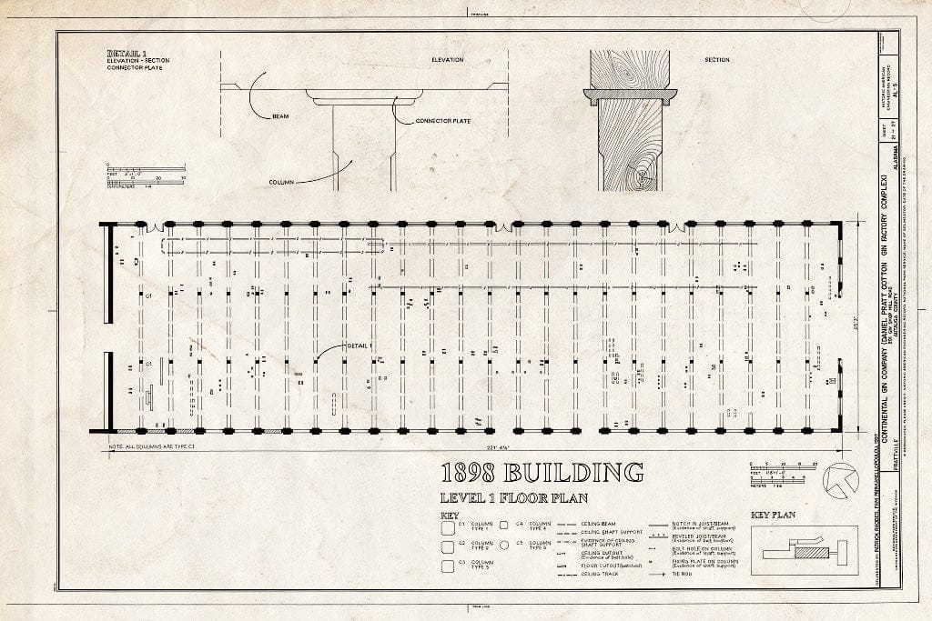 Blueprint HAER ALA,1-PRAVI,3- (Sheet 21 of 27) - Continental Gin Company, Prattville, Autauga County, AL