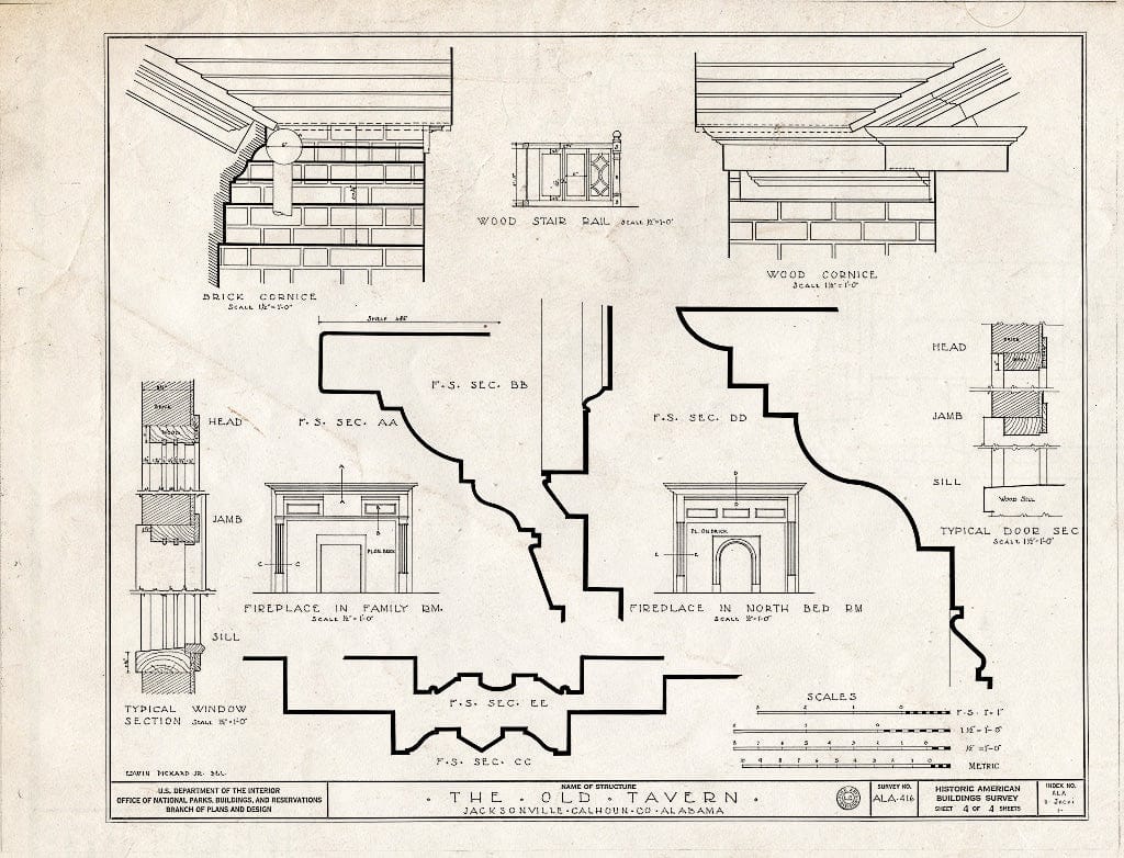 Blueprint HABS ALA,8-JACVI,1- (Sheet 4 of 4) - Old Tavern, East Clinton & East Square Streets, Jacksonville, Calhoun County, AL