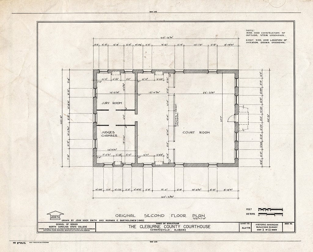 Blueprint HABS ALA,15-EDWA,1- (Sheet 3 of 13) - Cleburne County Courthouse, U.S. Route 78, Edwardsville, Cleburne County, AL