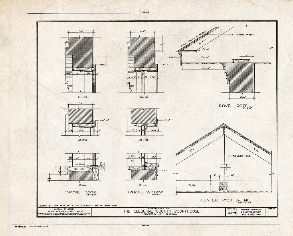 Blueprint HABS ALA,15-EDWA,1- (Sheet 13 of 13) - Cleburne County Courthouse, U.S. Route 78, Edwardsville, Cleburne County, AL