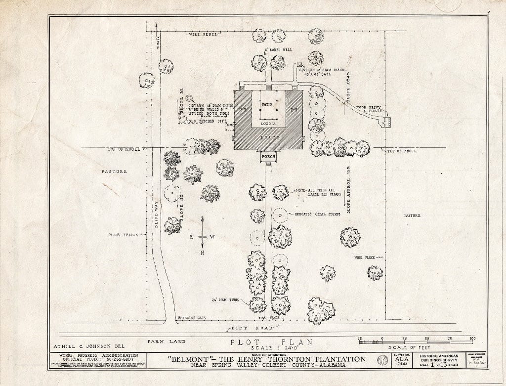 Blueprint HABS ALA,17-SPRIVA.V,1- (Sheet 1 of 13) - Belmont, U.S. Highway 43, Spring Valley, Colbert County, AL