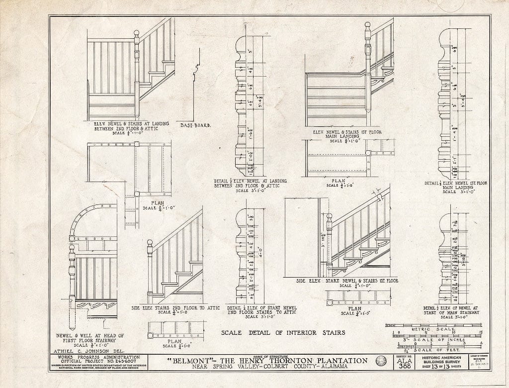 Blueprint HABS ALA,17-SPRIVA.V,1- (Sheet 13 of 13) - Belmont, U.S. Highway 43, Spring Valley, Colbert County, AL
