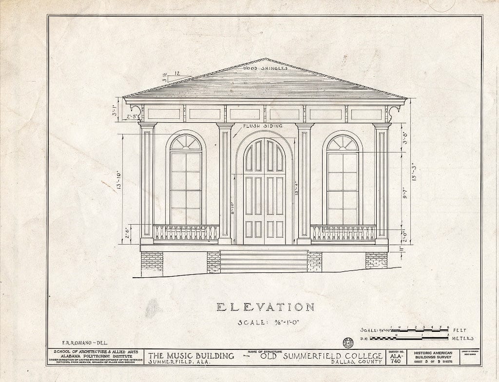 Blueprint HABS ALA,24-Sum,2B- (Sheet 3 of 5) - Summerfield College, Music Building, Main & College Streets, Summerfield, Dallas County, AL