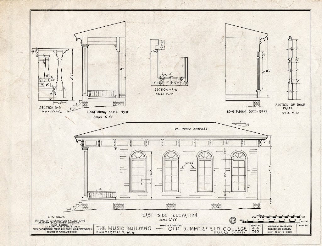 Blueprint HABS ALA,24-Sum,2B- (Sheet 5 of 5) - Summerfield College, Music Building, Main & College Streets, Summerfield, Dallas County, AL