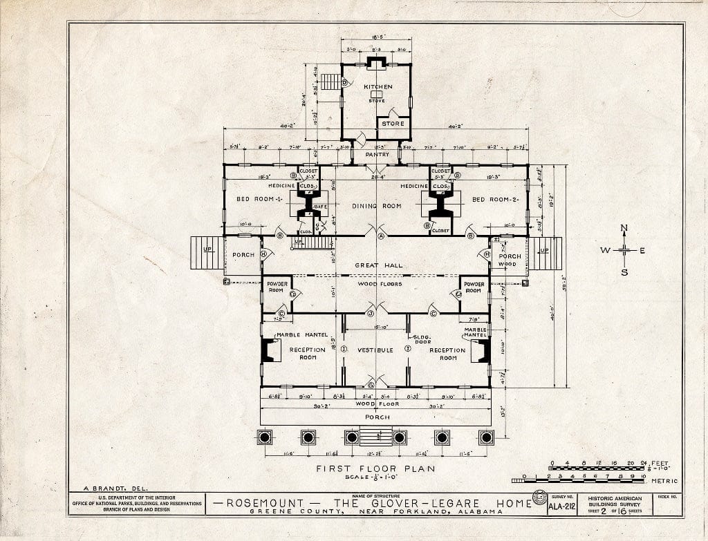 Blueprint HABS ALA,32-Fork.V,1- (Sheet 2 of 16) - Rosemount, County Road 19, Forkland, Greene County, AL