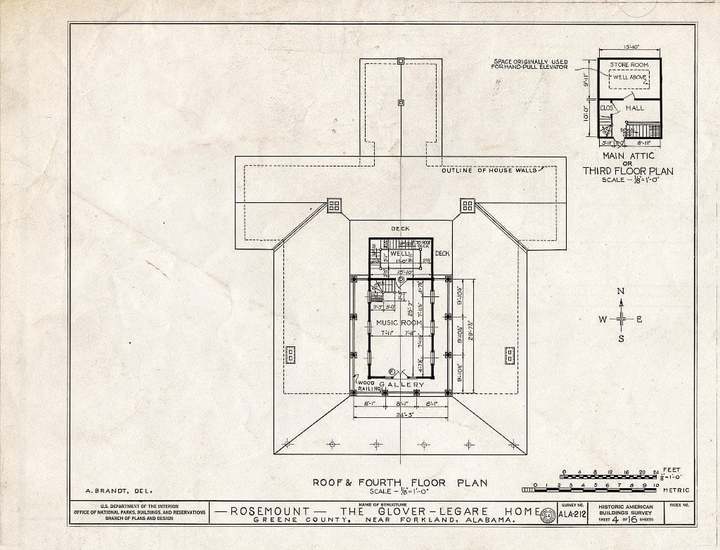 Blueprint HABS ALA,32-Fork.V,1- (Sheet 4 of 16) - Rosemount, County Road 19, Forkland, Greene County, AL