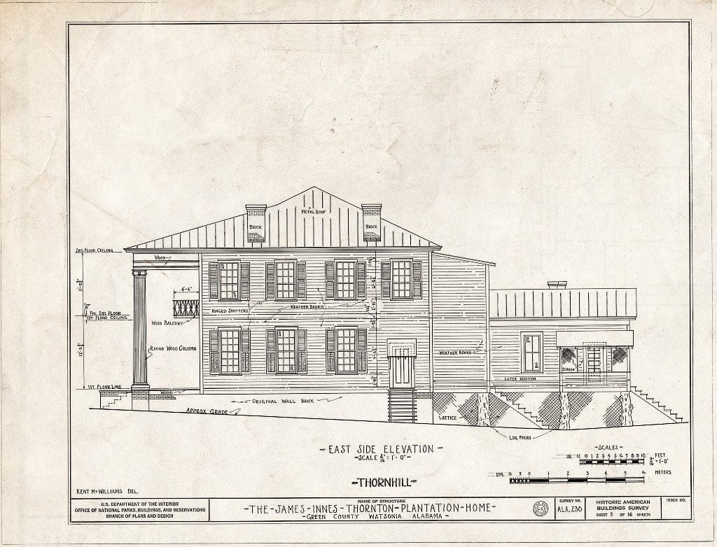 Blueprint HABS ALA,32-WATSO,1- (Sheet 5 of 16) - Thornhill Plantation, County Road 19, Forkland, Greene County, AL