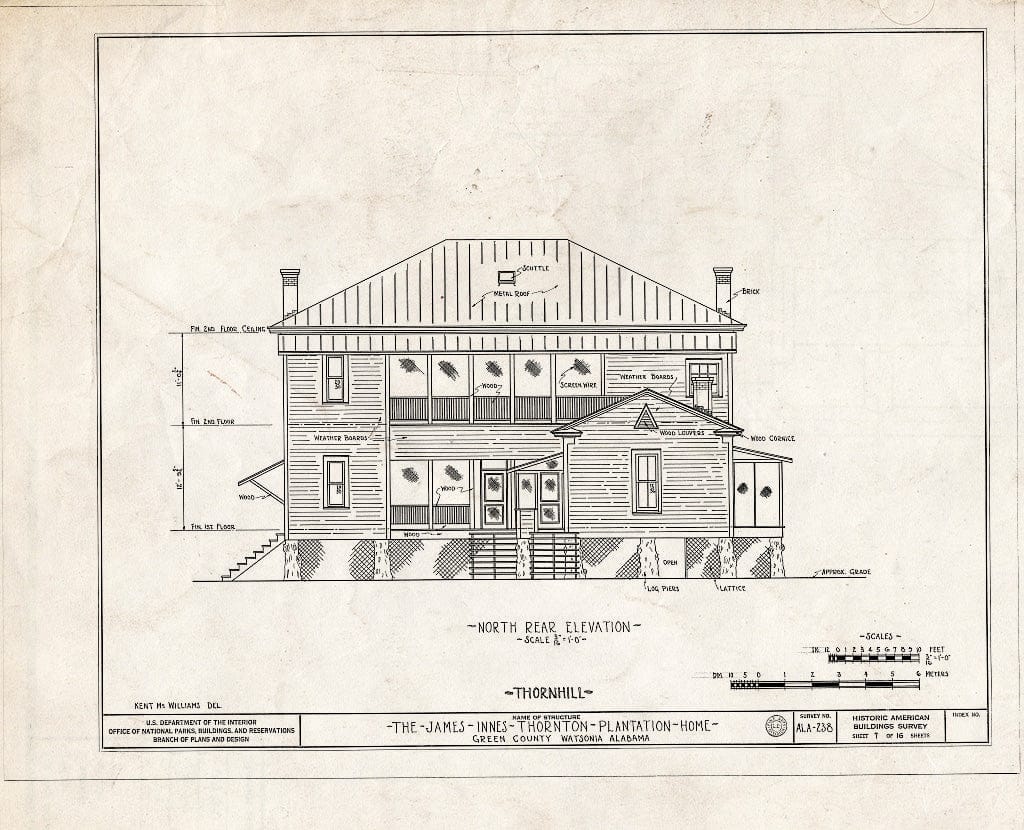 Blueprint HABS ALA,32-WATSO,1- (Sheet 7 of 16) - Thornhill Plantation, County Road 19, Forkland, Greene County, AL