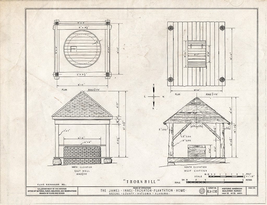 Blueprint HABS ALA,32-WATSO,1- (Sheet 14 of 16) - Thornhill Plantation, County Road 19, Forkland, Greene County, AL
