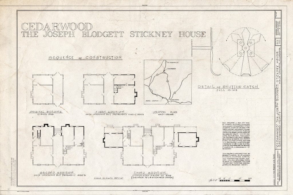 Blueprint HABS ALA,33-GREBO.V,1- (Sheet 1 of 6) - Cedarwood, Greensboro, Hale County, AL
