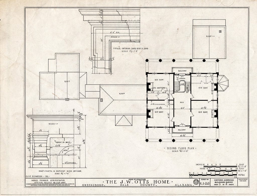 Blueprint HABS ALA,33-GREBO,6- (Sheet 3 of 8) - McCrary-Otts House, 805 Otts Street, Greensboro, Hale County, AL