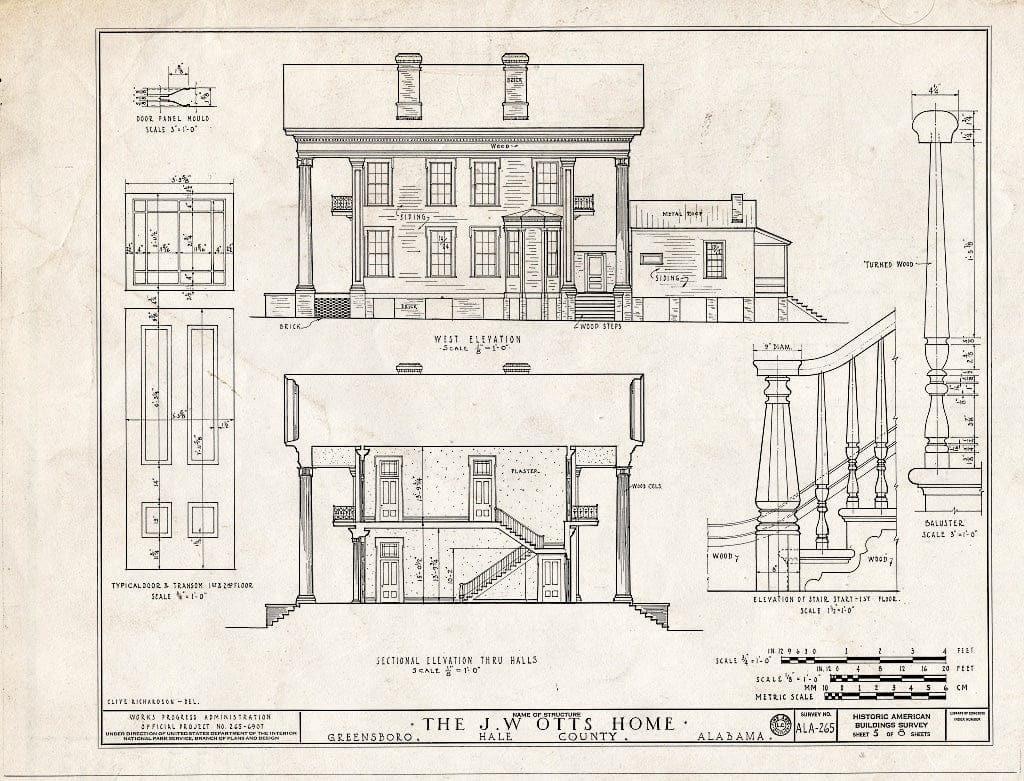 Blueprint HABS ALA,33-GREBO,6- (Sheet 5 of 8) - McCrary-Otts House, 805 Otts Street, Greensboro, Hale County, AL