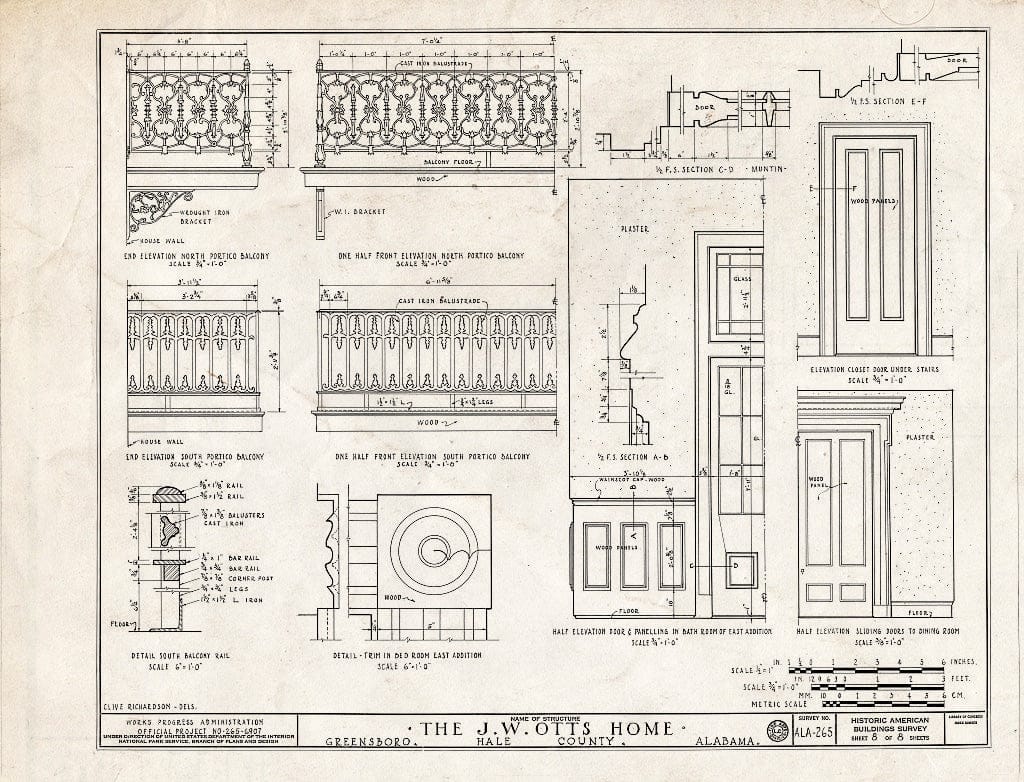 Blueprint HABS ALA,33-GREBO,6- (Sheet 8 of 8) - McCrary-Otts House, 805 Otts Street, Greensboro, Hale County, AL