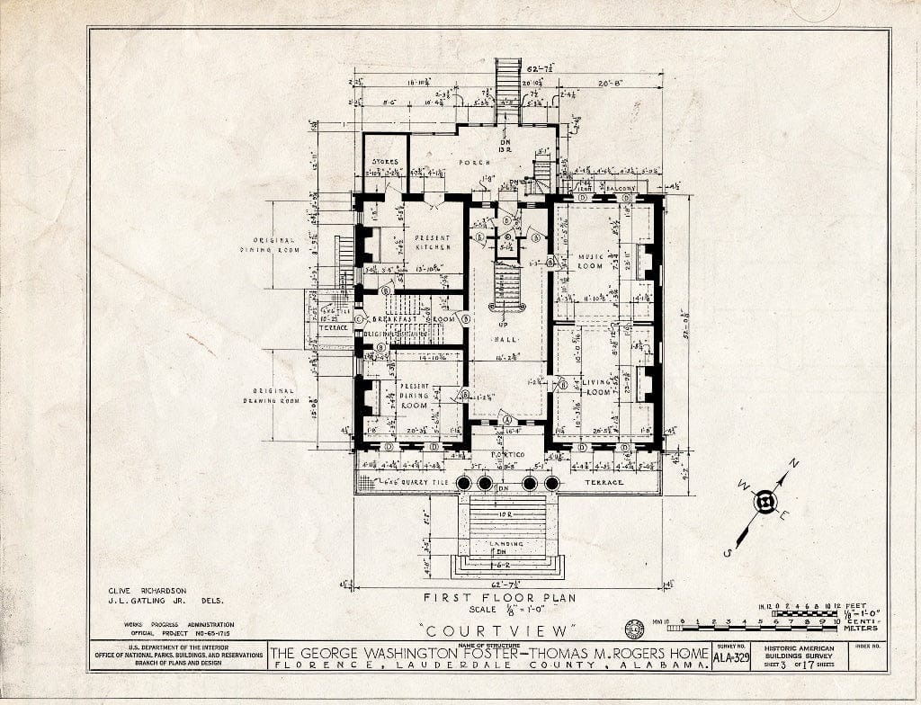Blueprint HABS ALA,39-FLO,2- (Sheet 3 of 17) - Courtview, 505 North Court Street, University of North Alabama Campus, Florence, Lauderdale County, AL