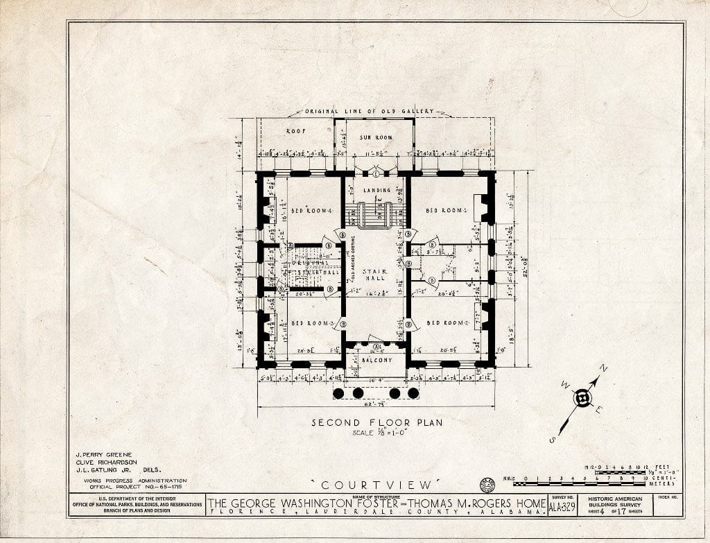Blueprint HABS ALA,39-FLO,2- (Sheet 4 of 17) - Courtview, 505 North Court Street, University of North Alabama Campus, Florence, Lauderdale County, AL
