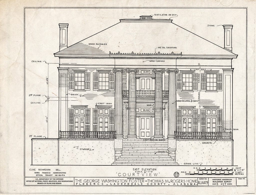 Blueprint HABS ALA,39-FLO,2- (Sheet 5 of 17) - Courtview, 505 North Court Street, University of North Alabama Campus, Florence, Lauderdale County, AL