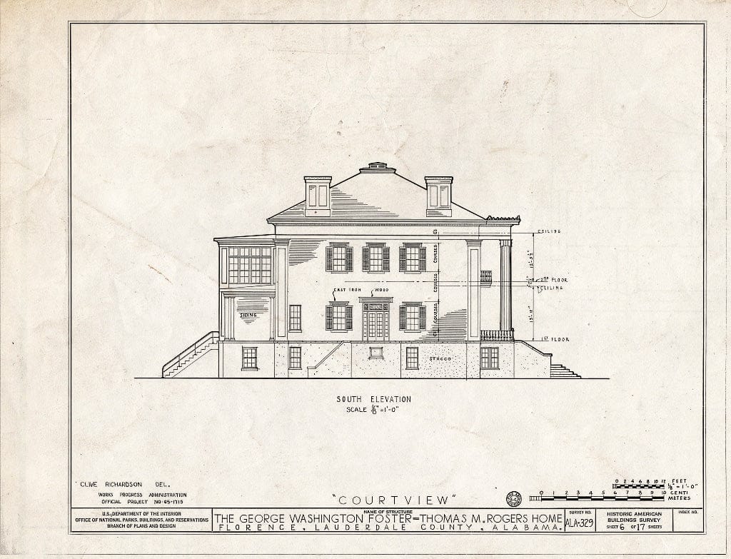 Blueprint HABS ALA,39-FLO,2- (Sheet 6 of 17) - Courtview, 505 North Court Street, University of North Alabama Campus, Florence, Lauderdale County, AL