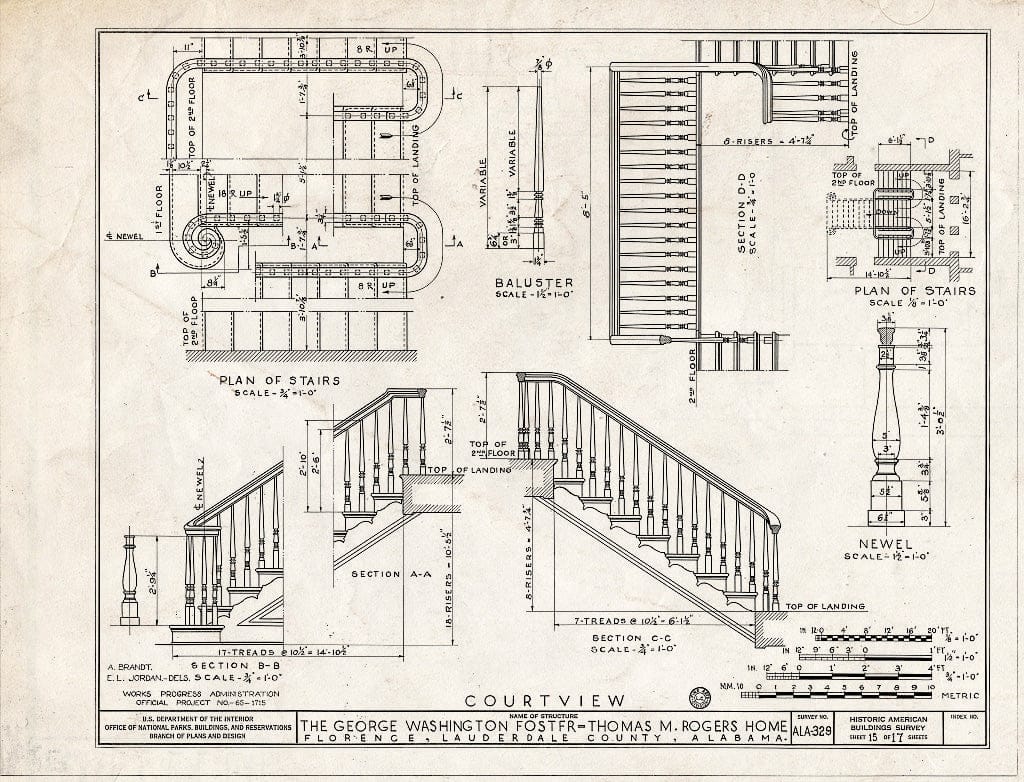 Blueprint HABS ALA,39-FLO,2- (Sheet 15 of 17) - Courtview, 505 North Court Street, University of North Alabama Campus, Florence, Lauderdale County, AL