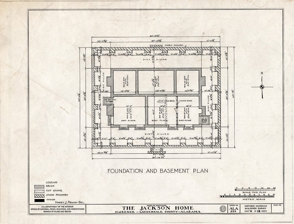 Blueprint HABS ALA,39-FLO.V,3- (Sheet 2 of 18) - Forks of Cypress, Savannah Road (Jackson Road), Florence, Lauderdale County, AL