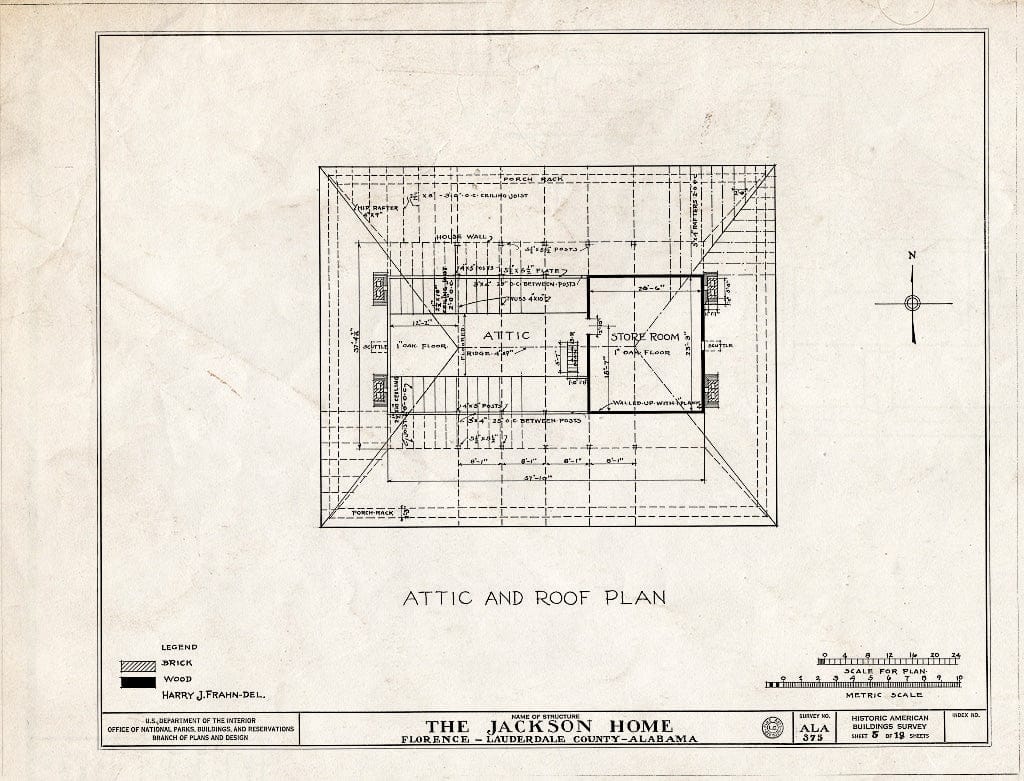 Blueprint HABS ALA,39-FLO.V,3- (Sheet 5 of 18) - Forks of Cypress, Savannah Road (Jackson Road), Florence, Lauderdale County, AL