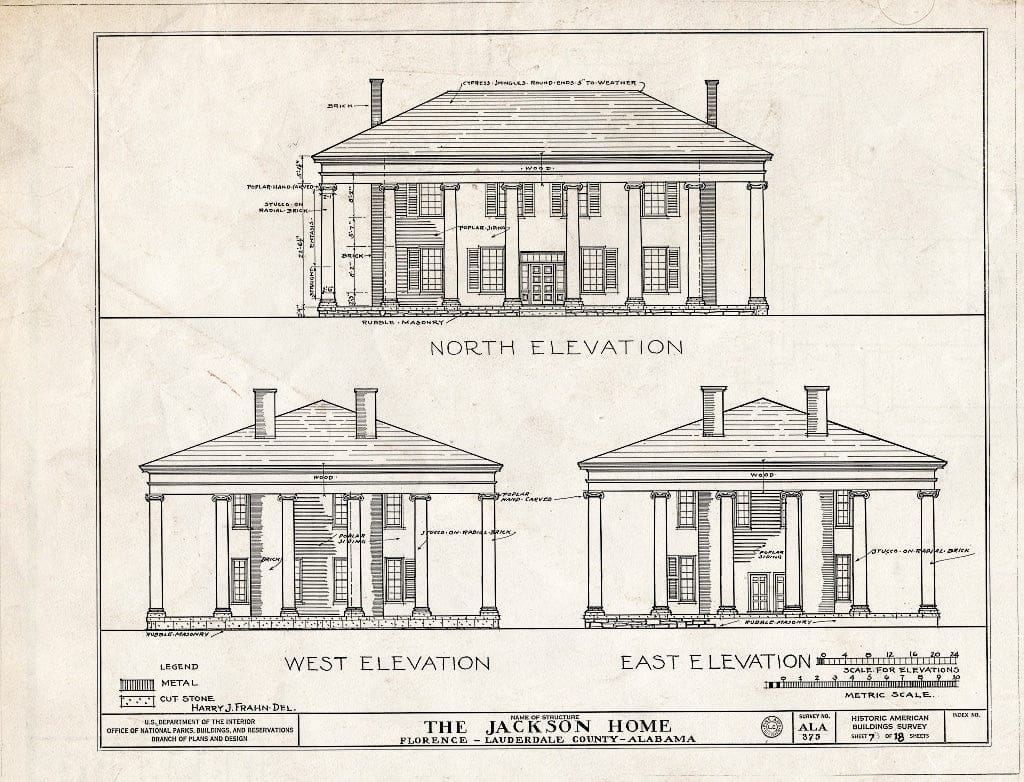 Blueprint HABS ALA,39-FLO.V,3- (Sheet 7 of 18) - Forks of Cypress, Savannah Road (Jackson Road), Florence, Lauderdale County, AL