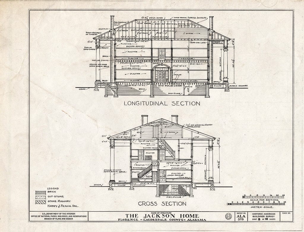 Blueprint HABS ALA,39-FLO.V,3- (Sheet 8 of 18) - Forks of Cypress, Savannah Road (Jackson Road), Florence, Lauderdale County, AL