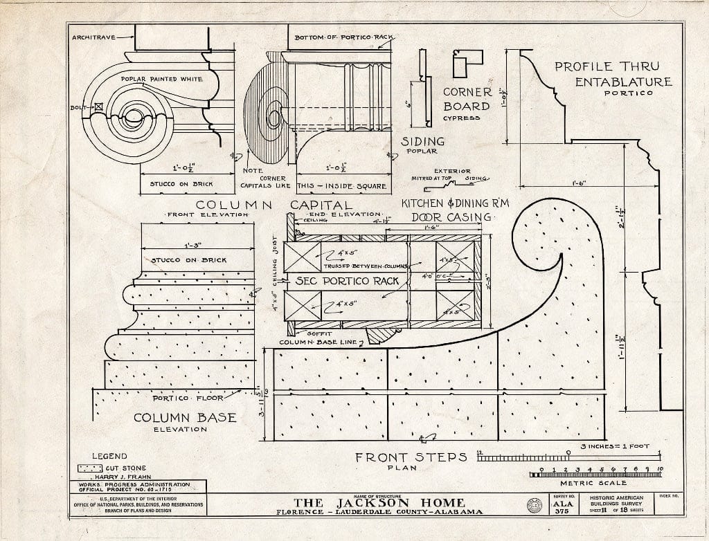 Blueprint HABS ALA,39-FLO.V,3- (Sheet 11 of 18) - Forks of Cypress, Savannah Road (Jackson Road), Florence, Lauderdale County, AL