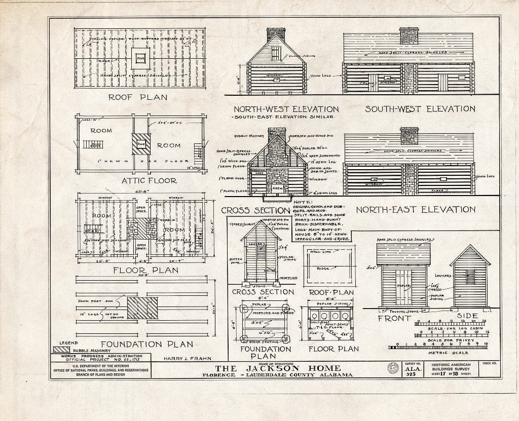 Blueprint HABS ALA,39-FLO.V,3- (Sheet 17 of 18) - Forks of Cypress, Savannah Road (Jackson Road), Florence, Lauderdale County, AL