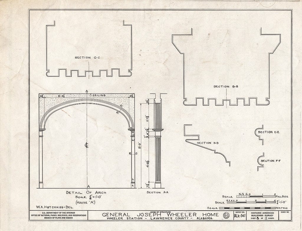 Blueprint HABS ALA,40-WHEL,1- (Sheet 8 of 11) - General Joseph Wheeler House, State Highway 20, Wheeler, Lawrence County, AL