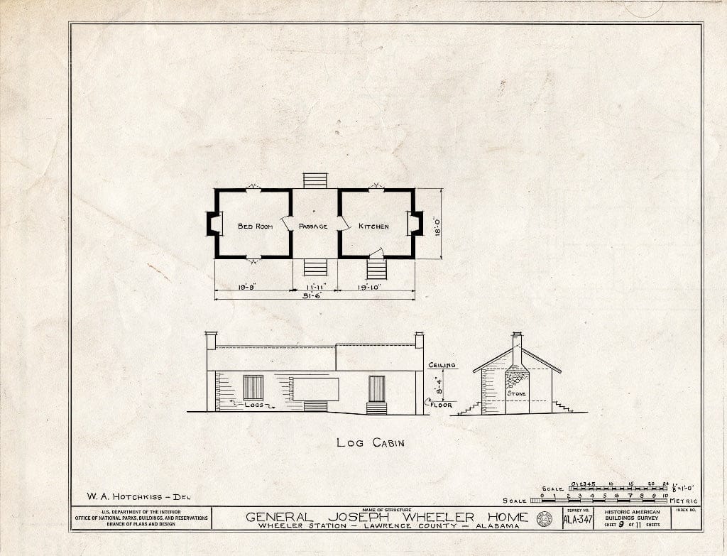 Blueprint HABS ALA,40-WHEL,1- (Sheet 9 of 11) - General Joseph Wheeler House, State Highway 20, Wheeler, Lawrence County, AL