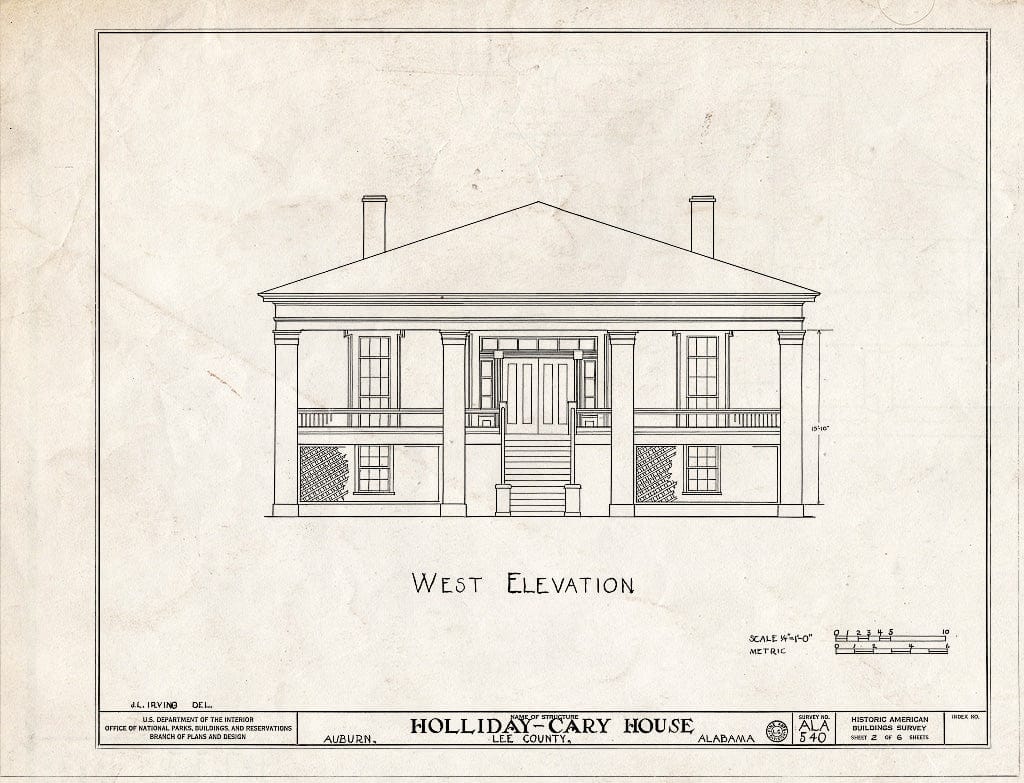Blueprint HABS ALA,41-AUB,2- (Sheet 2 of 6) - Holliday-Carey House, 360 North College Street, Auburn, Lee County, AL