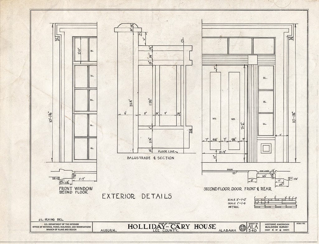 Blueprint HABS ALA,41-AUB,2- (Sheet 4 of 6) - Holliday-Carey House, 360 North College Street, Auburn, Lee County, AL