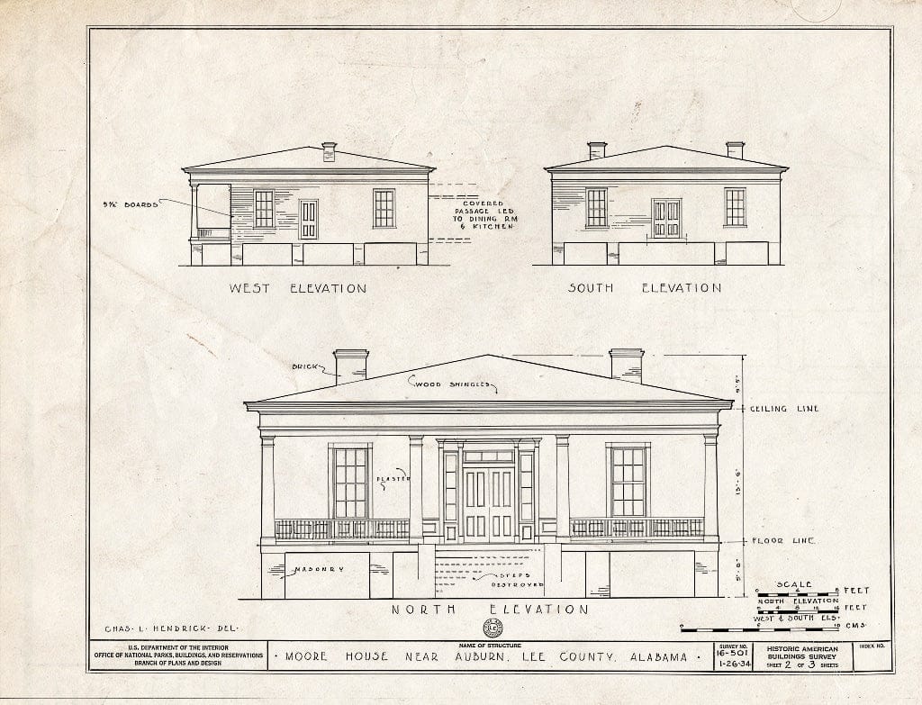 Blueprint HABS ALA,41-AUB.V,1- (Sheet 2 of 3) - Moore-Whatley House, Moore's Mill Road, Auburn, Lee County, AL