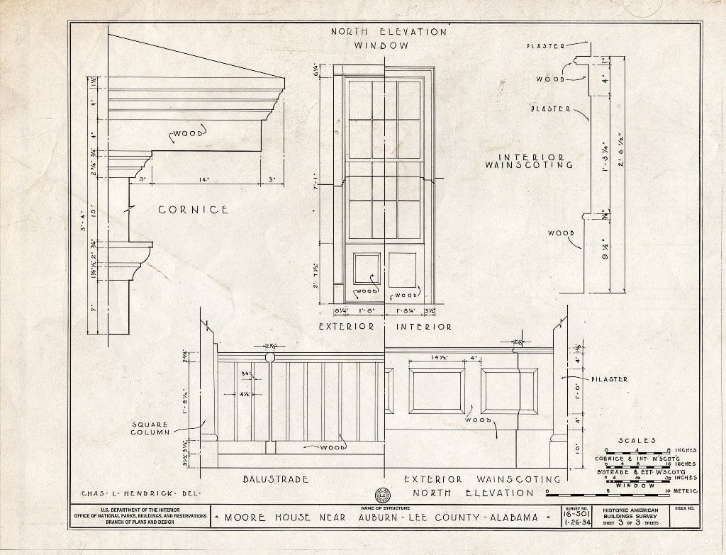 Blueprint HABS ALA,41-AUB.V,1- (Sheet 3 of 3) - Moore-Whatley House, Moore's Mill Road, Auburn, Lee County, AL