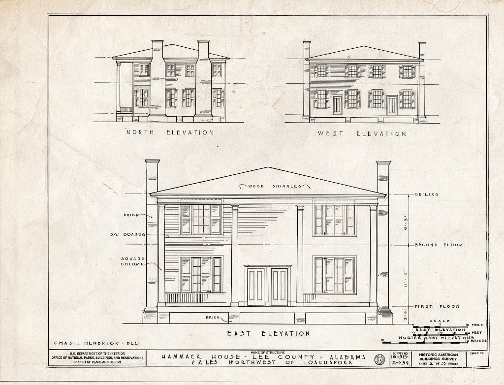 Blueprint HABS ALA,41-LOCA.V,1- (Sheet 2 of 3) - Hammack Plantation House, Waverly Road, Loachapoka, Lee County, AL