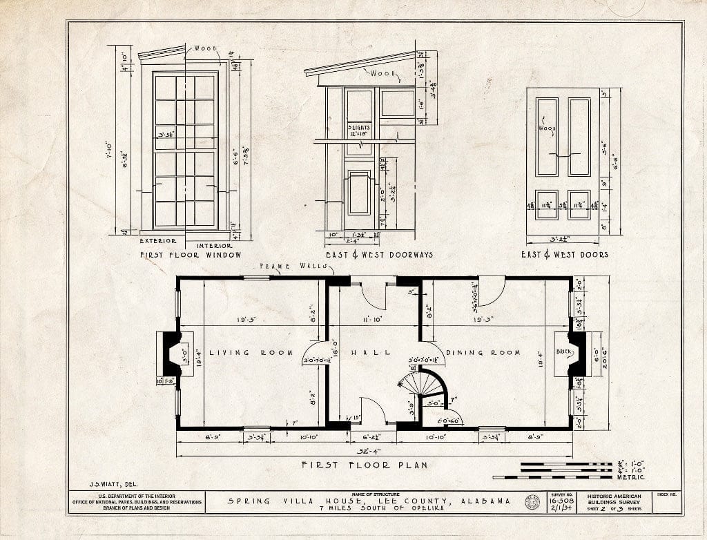 Blueprint HABS ALA,41-,2- (Sheet 2 of 3) - Spring Villa, Spring Villa Road, Opelika, Lee County, AL