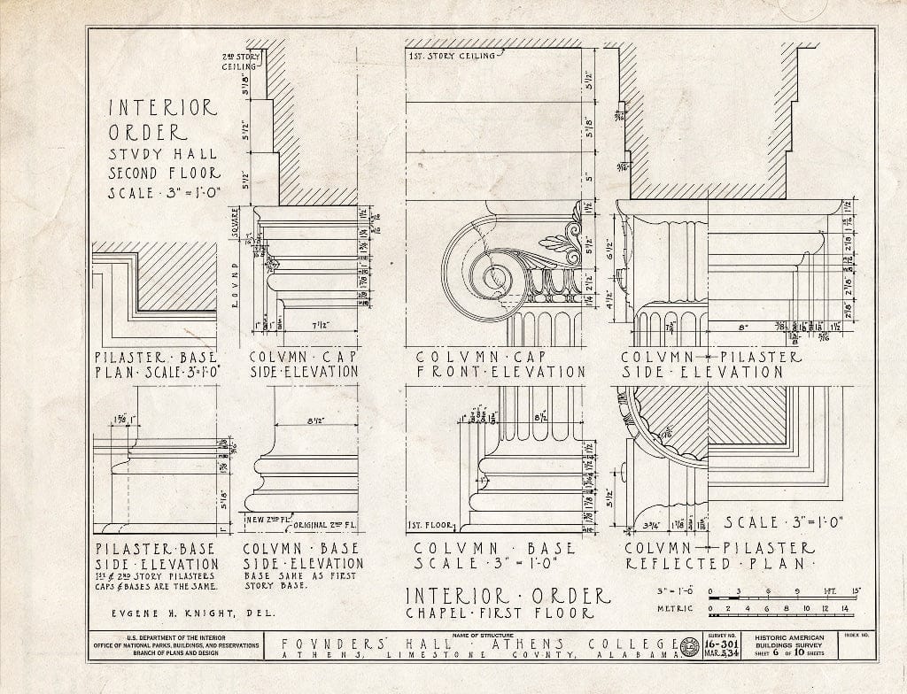 Blueprint HABS ALA,42-ATH,1- (Sheet 6 of 10) - Athens College, Founder's Hall, Beaty Street, Athens, Limestone County, AL