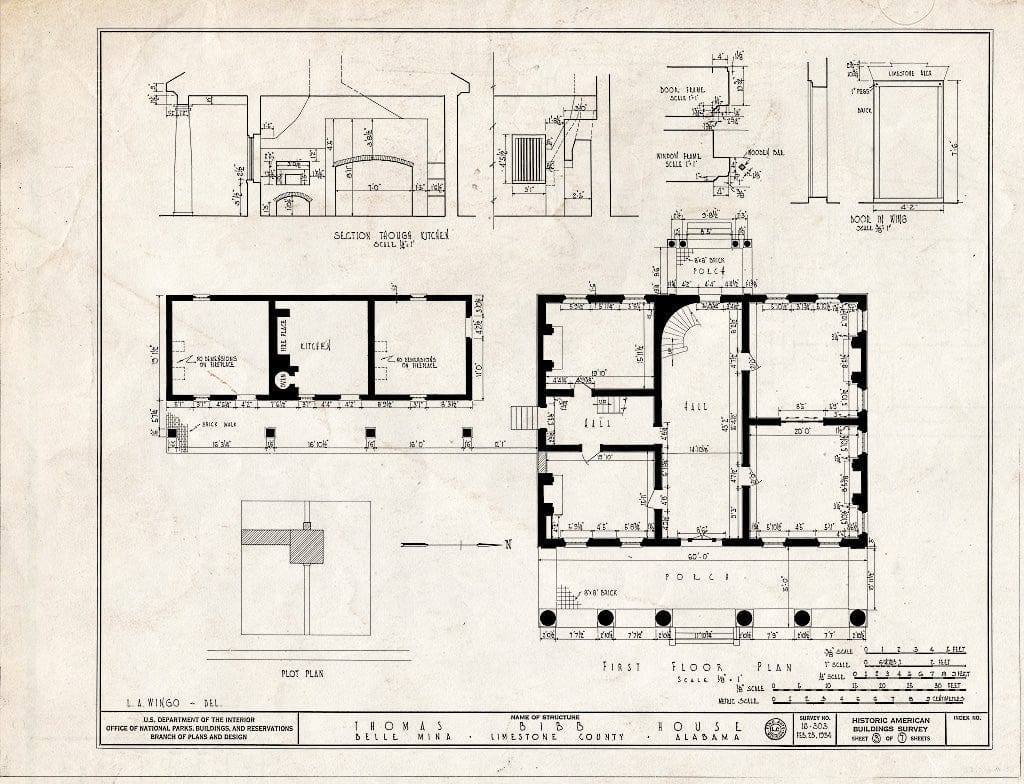 Blueprint HABS ALA,42-BELMI,1- (Sheet 3 of 7) - Governor Thomas Bibb House, County Road 71, Belle Mina, Limestone County, AL