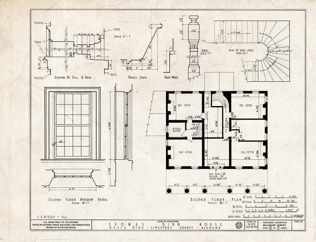 Blueprint HABS ALA,42-BELMI,1- (Sheet 4 of 7) - Governor Thomas Bibb House, County Road 71, Belle Mina, Limestone County, AL