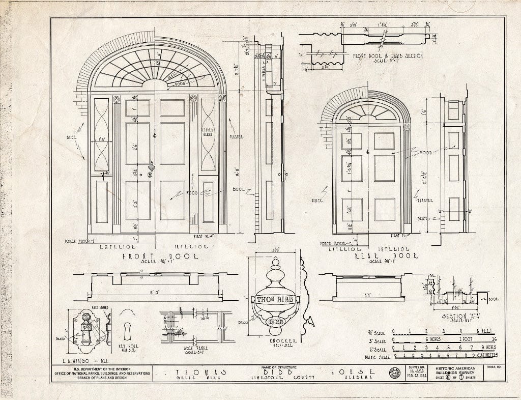 Blueprint HABS ALA,42-BELMI,1- (Sheet 5 of 7) - Governor Thomas Bibb House, County Road 71, Belle Mina, Limestone County, AL