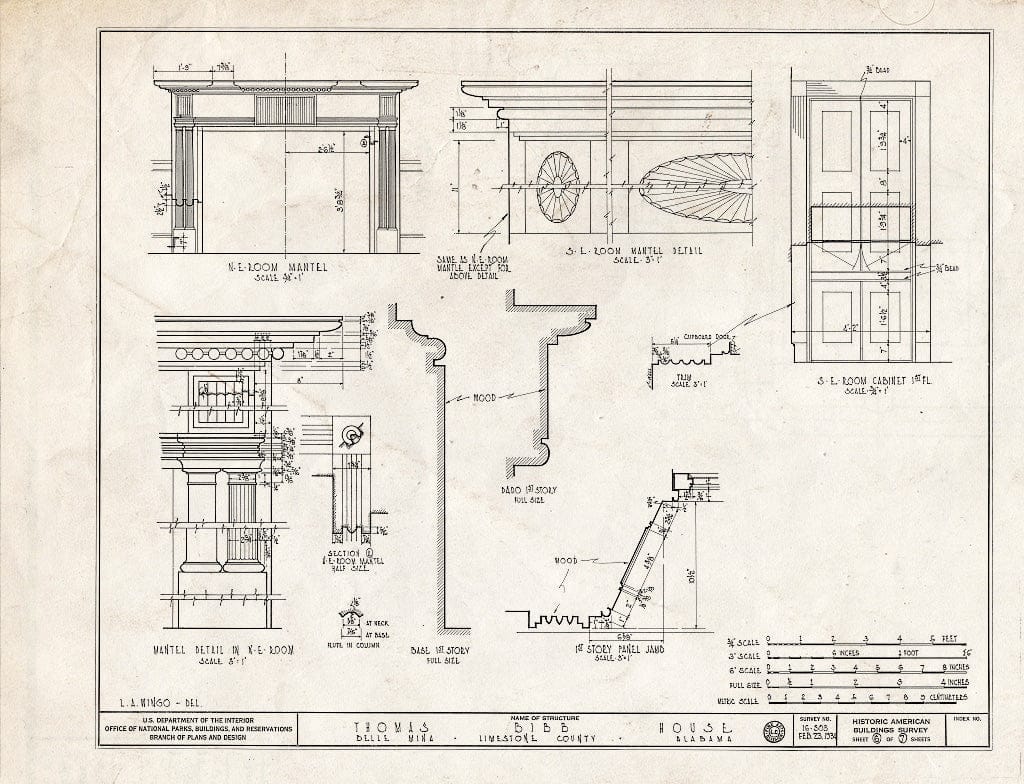 Blueprint HABS ALA,42-BELMI,1- (Sheet 6 of 7) - Governor Thomas Bibb House, County Road 71, Belle Mina, Limestone County, AL