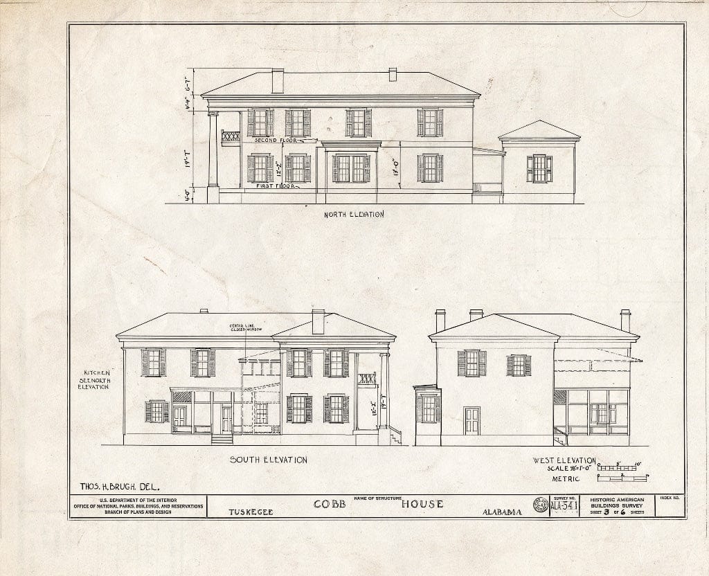 Blueprint HABS ALA,44-TUSG,3- (Sheet 3 of 6) - Cobb House, 504 East Main Street, Tuskegee, Macon County, AL