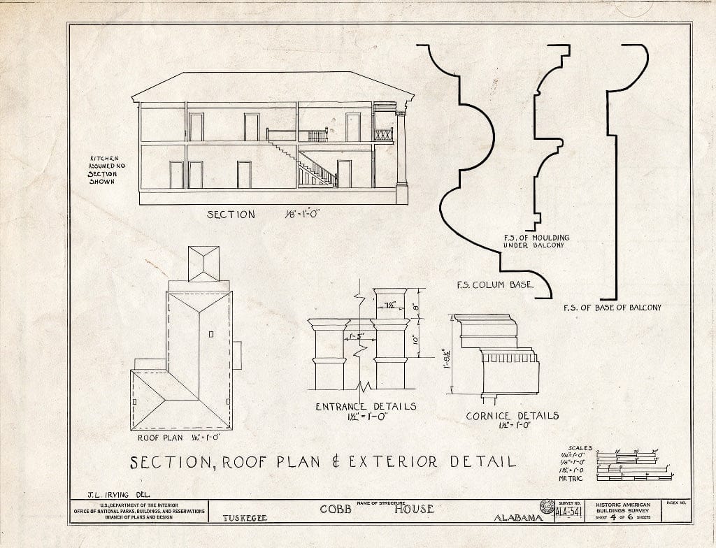 Blueprint HABS ALA,44-TUSG,3- (Sheet 4 of 6) - Cobb House, 504 East Main Street, Tuskegee, Macon County, AL