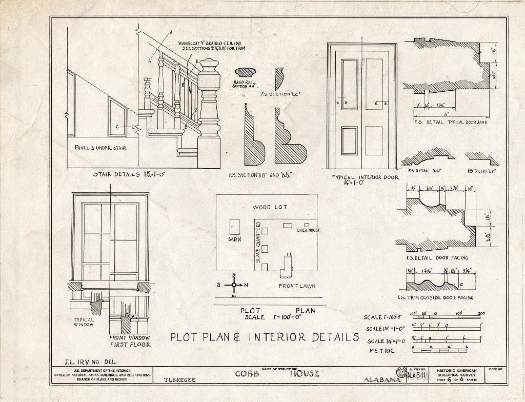 Blueprint HABS ALA,44-TUSG,3- (Sheet 6 of 6) - Cobb House, 504 East Main Street, Tuskegee, Macon County, AL