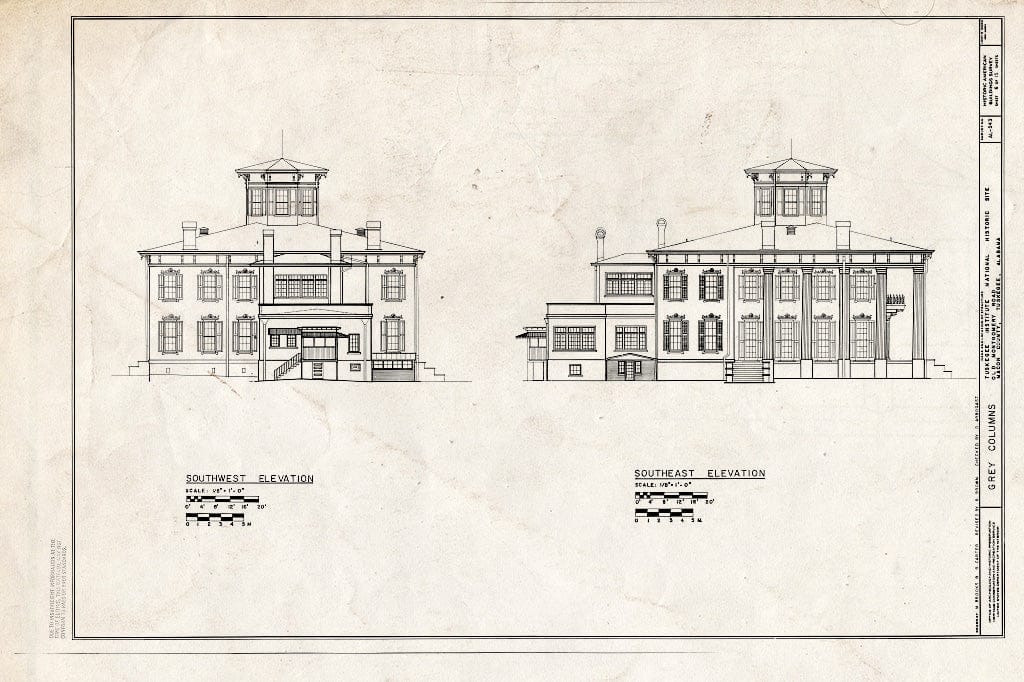Blueprint HABS ALA,44-TUSG,5- (Sheet 6 of 15) - Grey Columns, Old Montgomery Road (Institute Road), Tuskegee, Macon County, AL