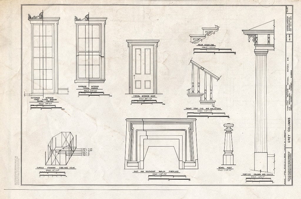 Blueprint HABS ALA,44-TUSG,5- (Sheet 8 of 15) - Grey Columns, Old Montgomery Road (Institute Road), Tuskegee, Macon County, AL