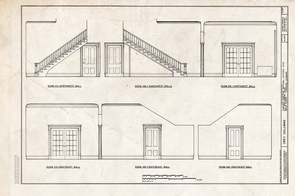 Blueprint HABS ALA,44-TUSG,5- (Sheet 13 of 15) - Grey Columns, Old Montgomery Road (Institute Road), Tuskegee, Macon County, AL