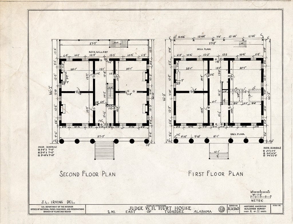 Blueprint HABS ALA,44-TUSG.V,3- (Sheet 2 of 11) - Alexander-Hurt-Whatley House, County Road 10 (Old Columbus Highway), Tuskegee, Macon County, AL