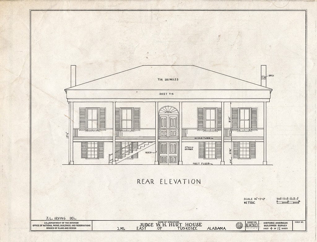 Blueprint HABS ALA,44-TUSG.V,3- (Sheet 4 of 11) - Alexander-Hurt-Whatley House, County Road 10 (Old Columbus Highway), Tuskegee, Macon County, AL