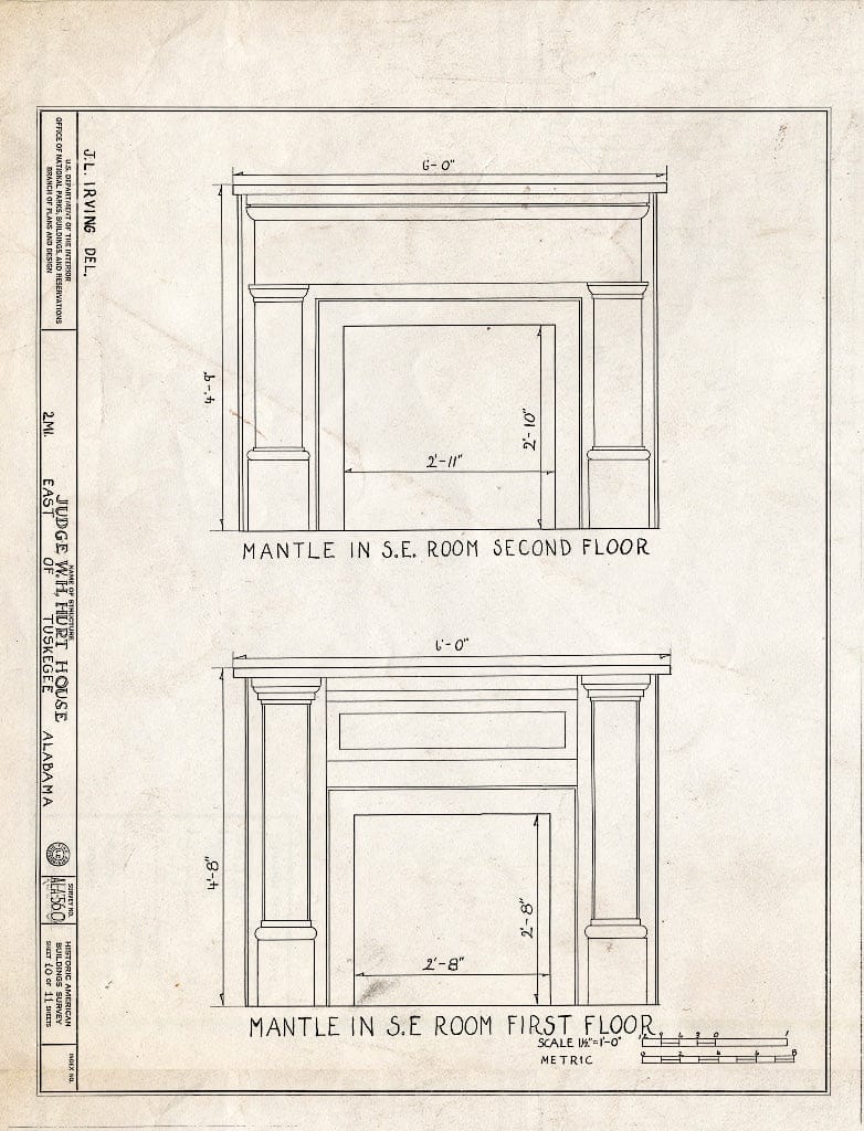Blueprint HABS ALA,44-TUSG.V,3- (Sheet 10 of 11) - Alexander-Hurt-Whatley House, County Road 10 (Old Columbus Highway), Tuskegee, Macon County, AL